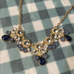 Gold and Blue Floral Statement Necklace jewelry 💕4x15$